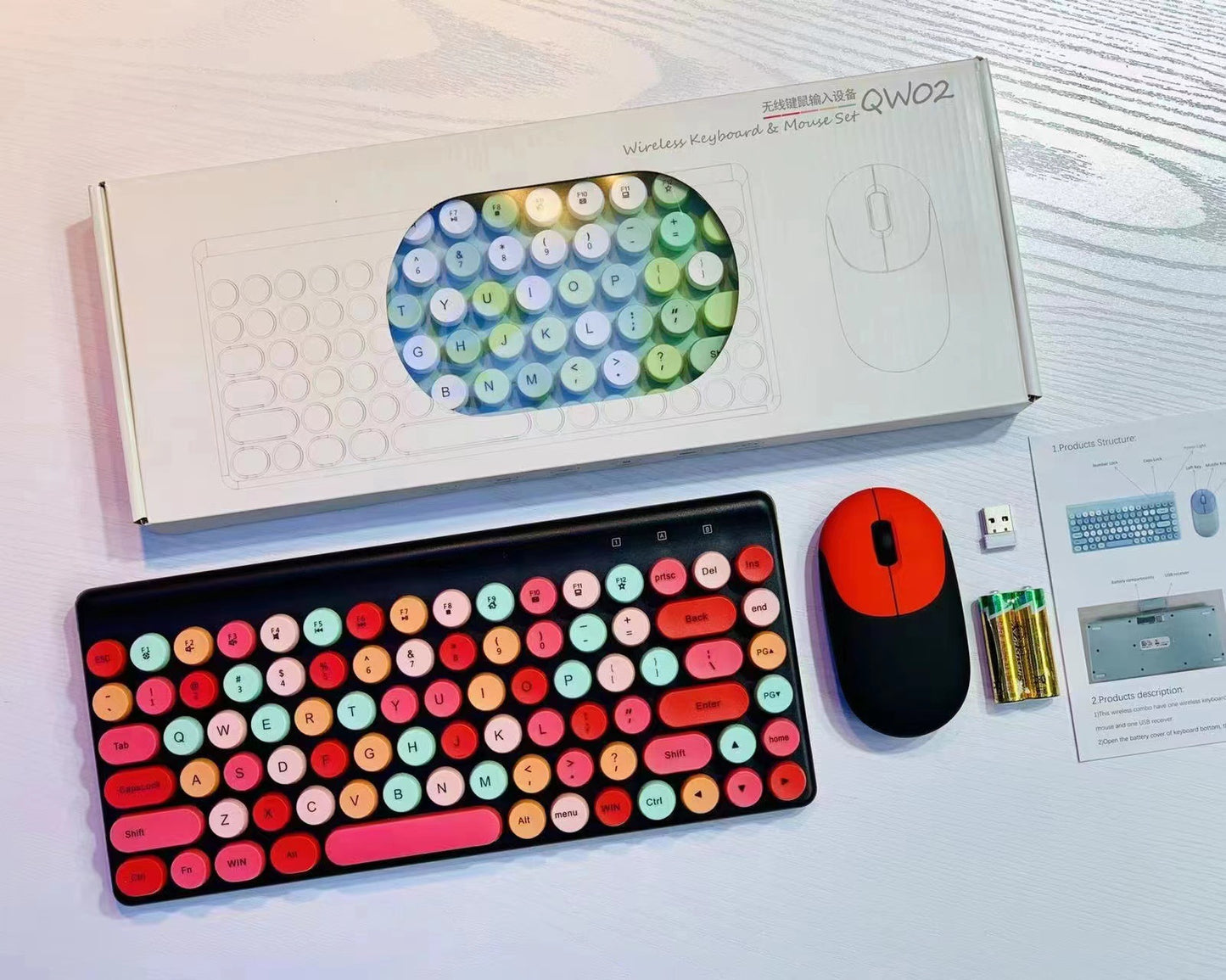 Retro Dot Keyboard and Mouse Set