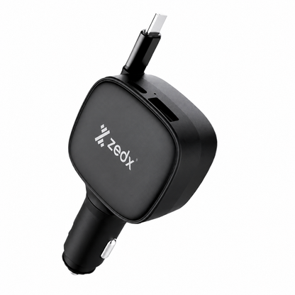90W PD  Car Charger with Retractable Cable