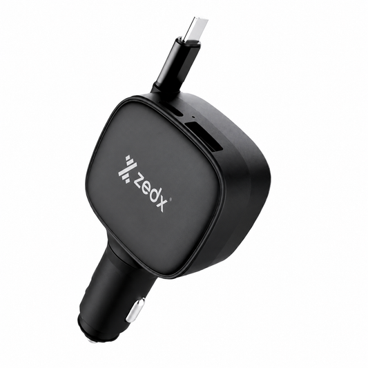 90W PD  Car Charger with Retractable Cable