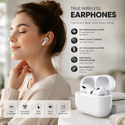 True Wireless Bluetooth Earbuds