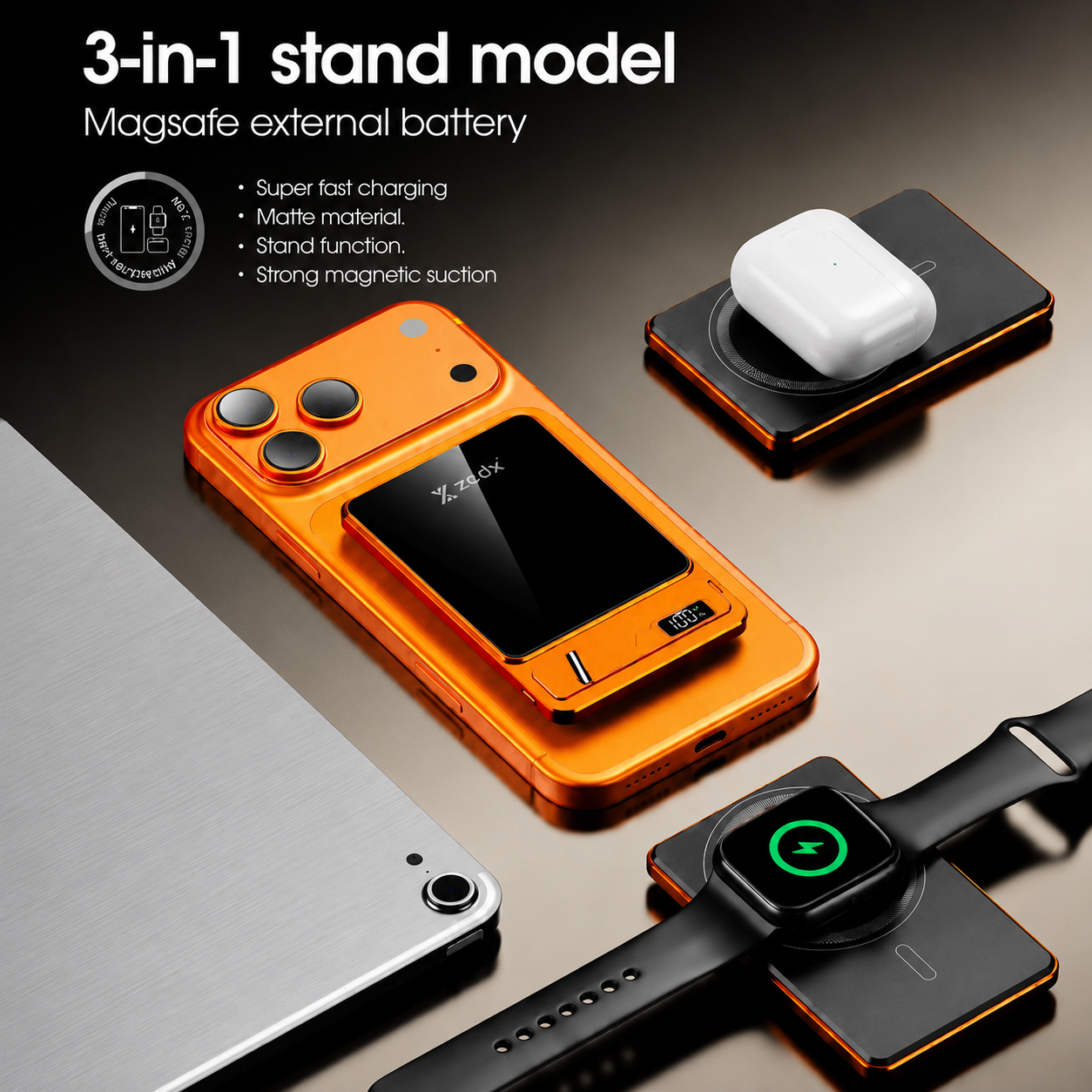 3 IN 1 Magnetic Wireless Power Bank 20W 10000mAh