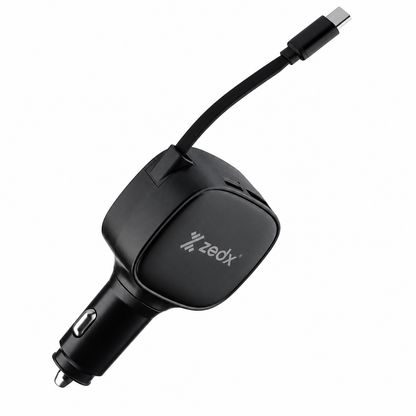 90W PD  Car Charger with Retractable Cable