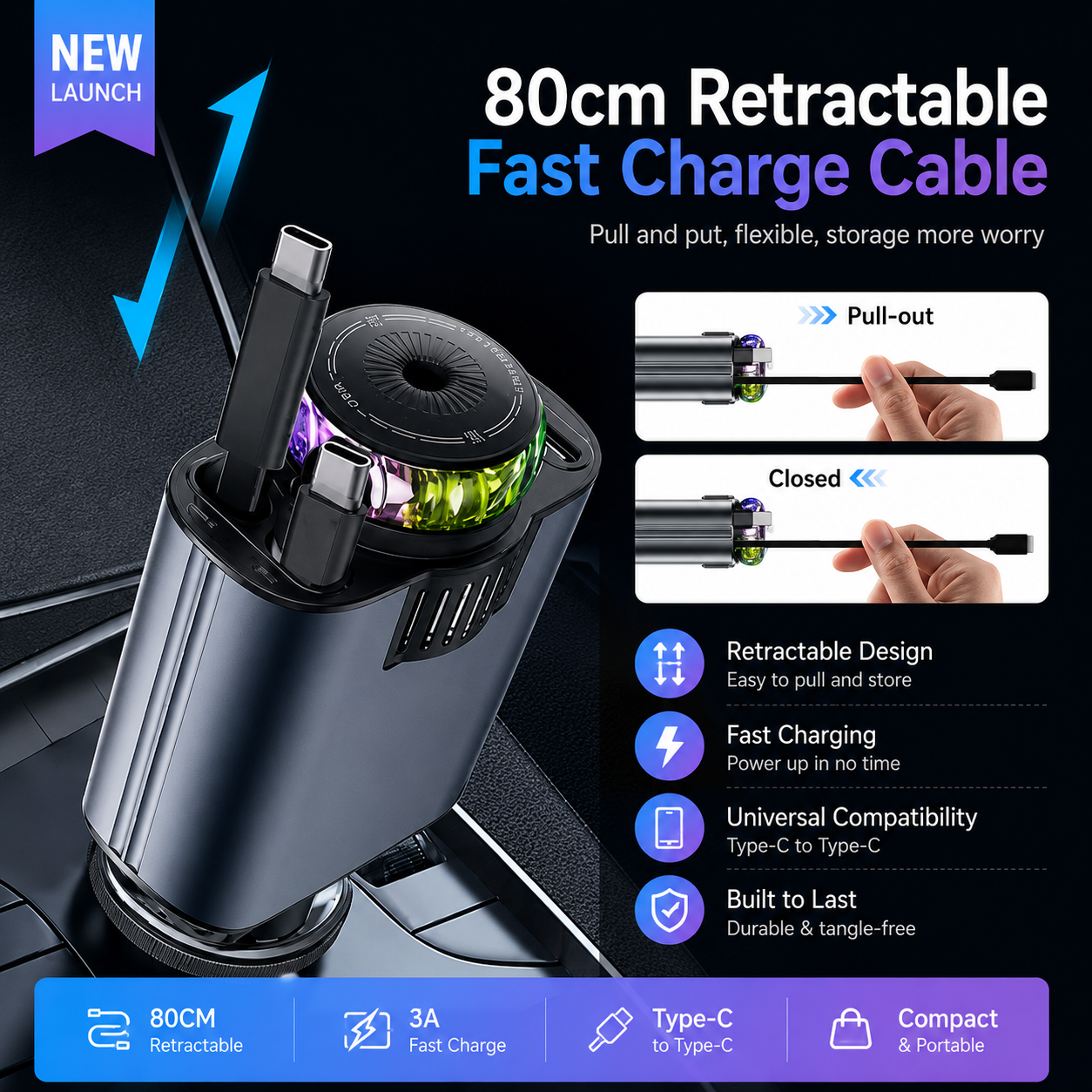5-in-1 Starlight Car Charger 45W